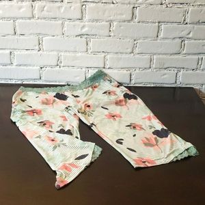 Striped floral mint and pink pajama capris by La Vie en Rose
